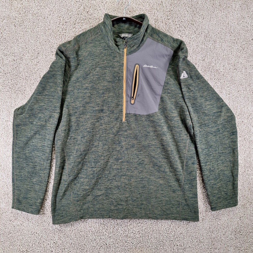 Eddie Bauer Pullover Men TXL Green First Ascent 1/4 Zip Fleece Hiking‎ Outdoors